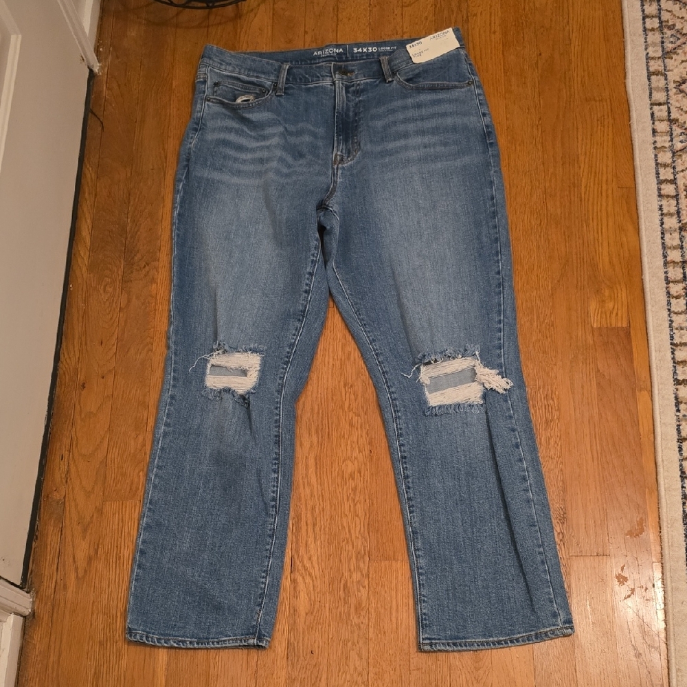ARIZONA JEAN CO BRAND YOUNG MEN'S BLUE DISTRESSED JEANS SIZE 34x30